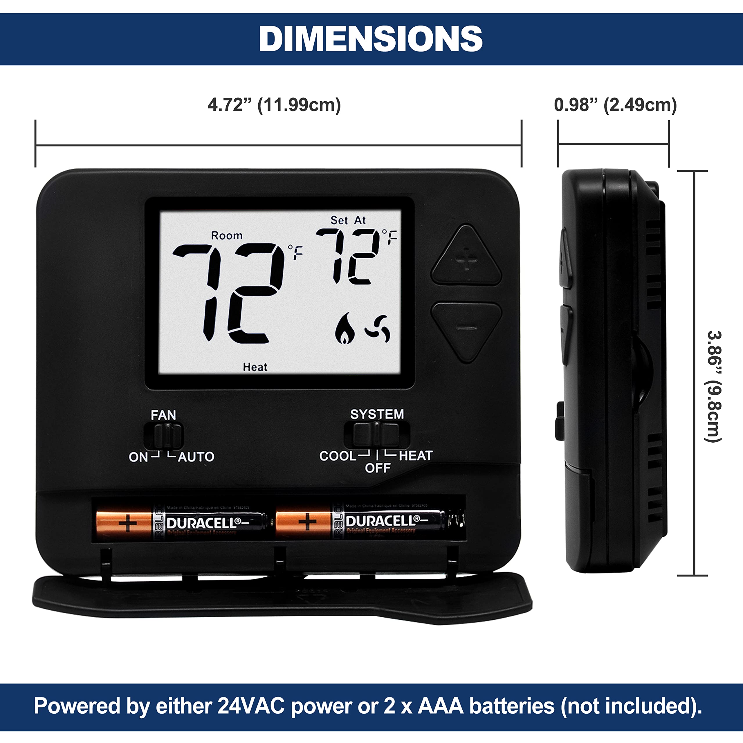 ELECTECK Non-Programmable Digital Thermostat for Home, up to 1 Heat/1 Cool with Large LCD Display, Compatible with Single Stage Electrical and Gas/Oil System, Black