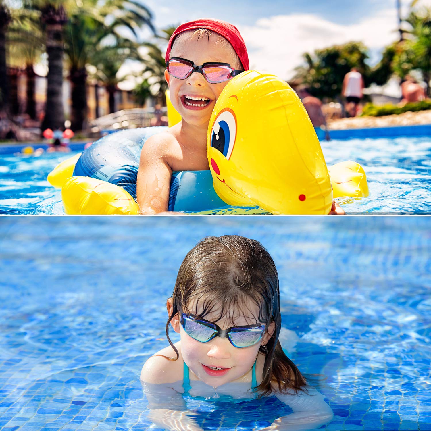COOLOO Kids Swim Goggles, 2 Packs Swimming Goggles for Kids Girls Boys and Child Age 4-16