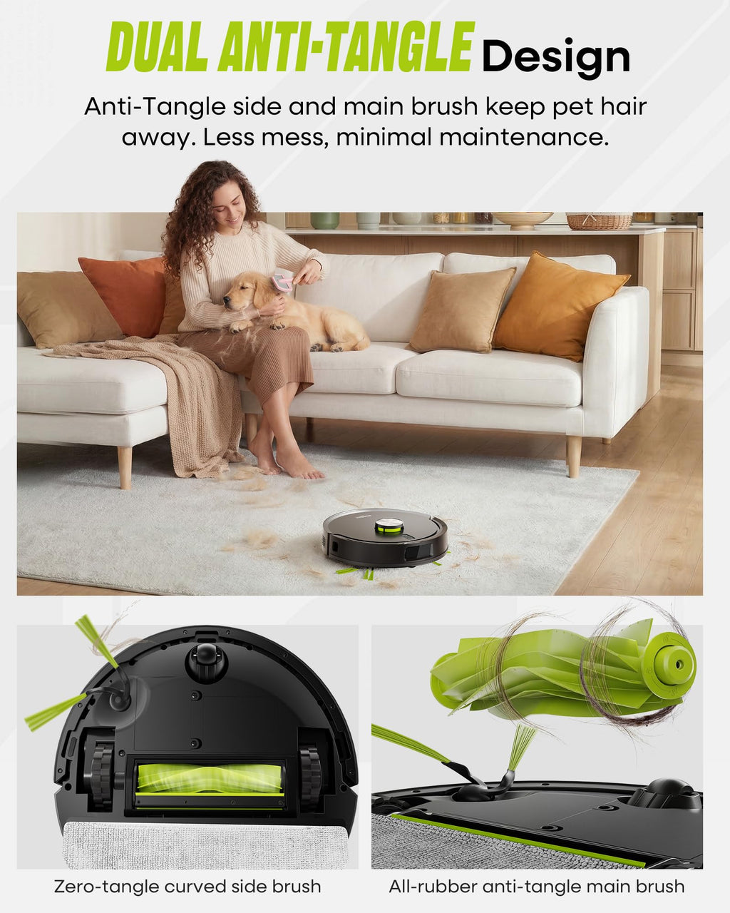 MONSGA Robot Vacuum and Mop, 90 Days Self-Emptying Robotic Vacuum, 8000Pa Suction, Dual Anti-Tangle, LiDAR Navigation, Self-Charging, WiFi/App/Alexa Control, Vacuums for Pet Hair Carpet Hard Floor