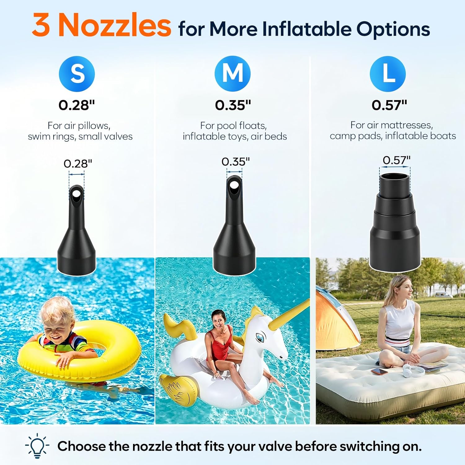 AGPTEK Rechargeable Air Pump, Electric Air Pump 4000mAh Battery Quick-Fill Inflator & Deflator with 3 Nozzles, Lightweight & Portable Perfect for Air Beds, Air Mattresses, Pool Toys & Inflatable