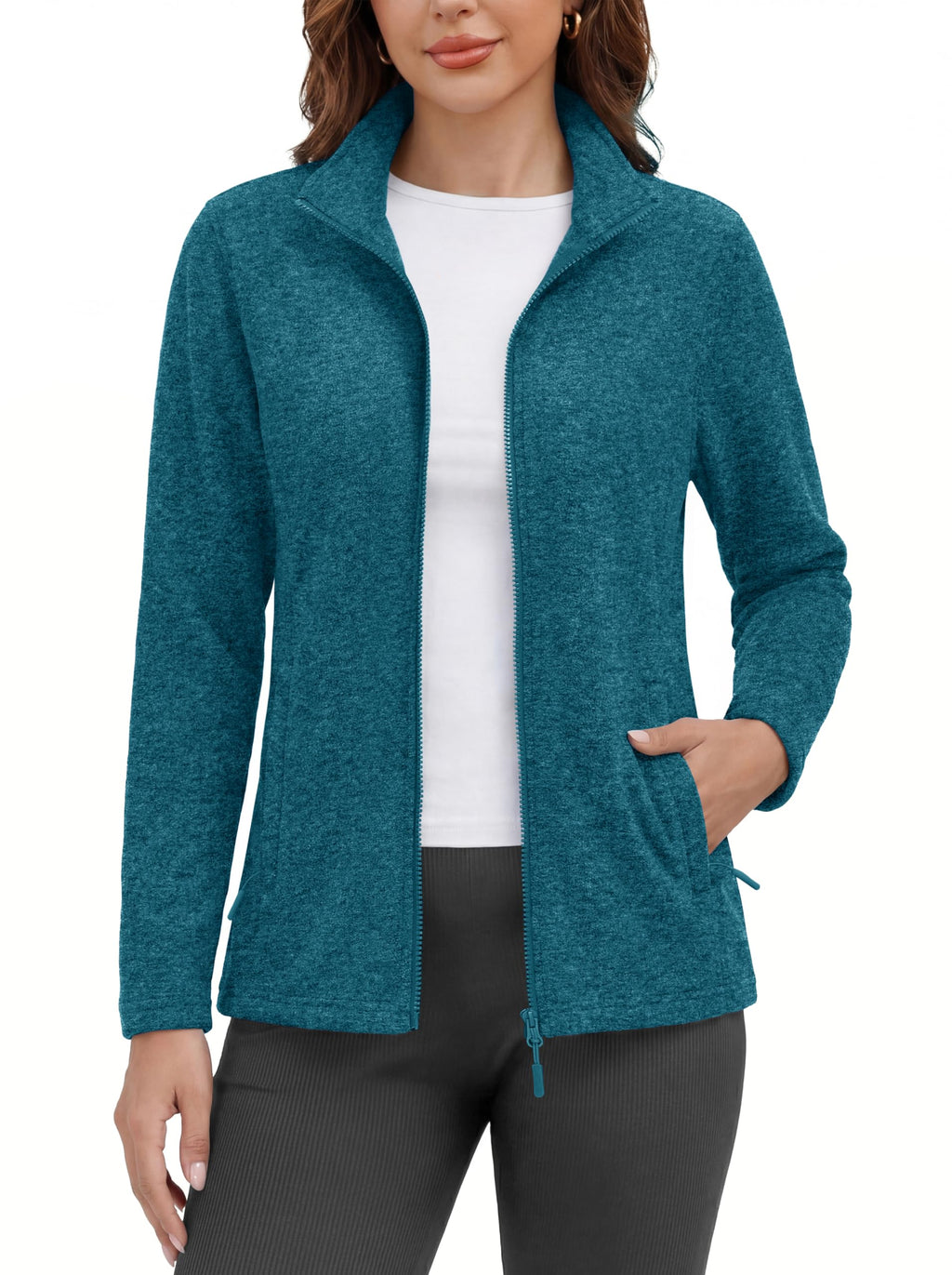 MAGCOMSEN Fleece Jacket Women Zip UP Lightweight Soft Polar Warm Winter Jackets for Women with Pockets Outdoor Hiking