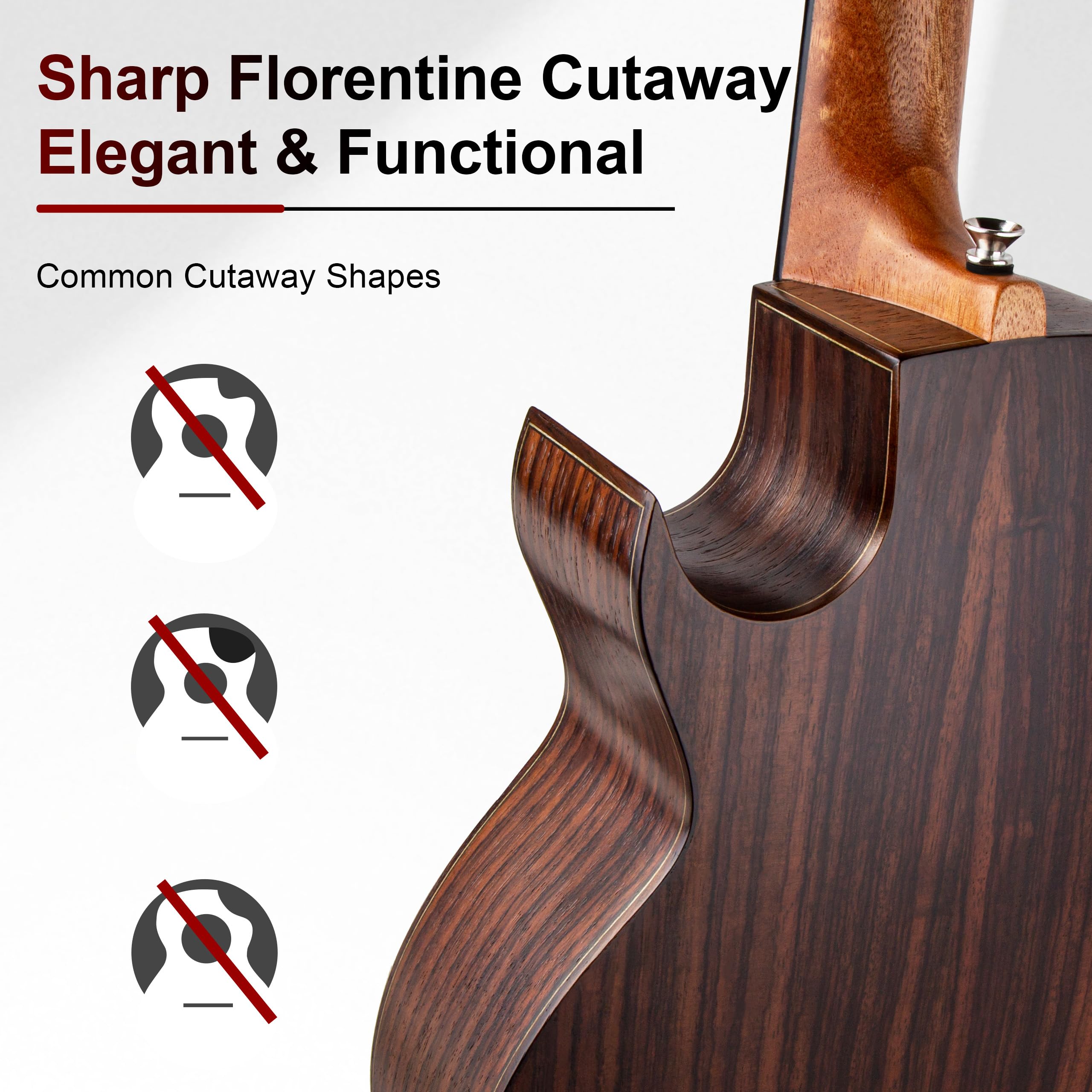 Caramel TEG95 Butterfly Bocote Glossy Tenor Acoustic & Electric Ukulele | 26-inch Handmade Professional Ukelele Kit with Accessories