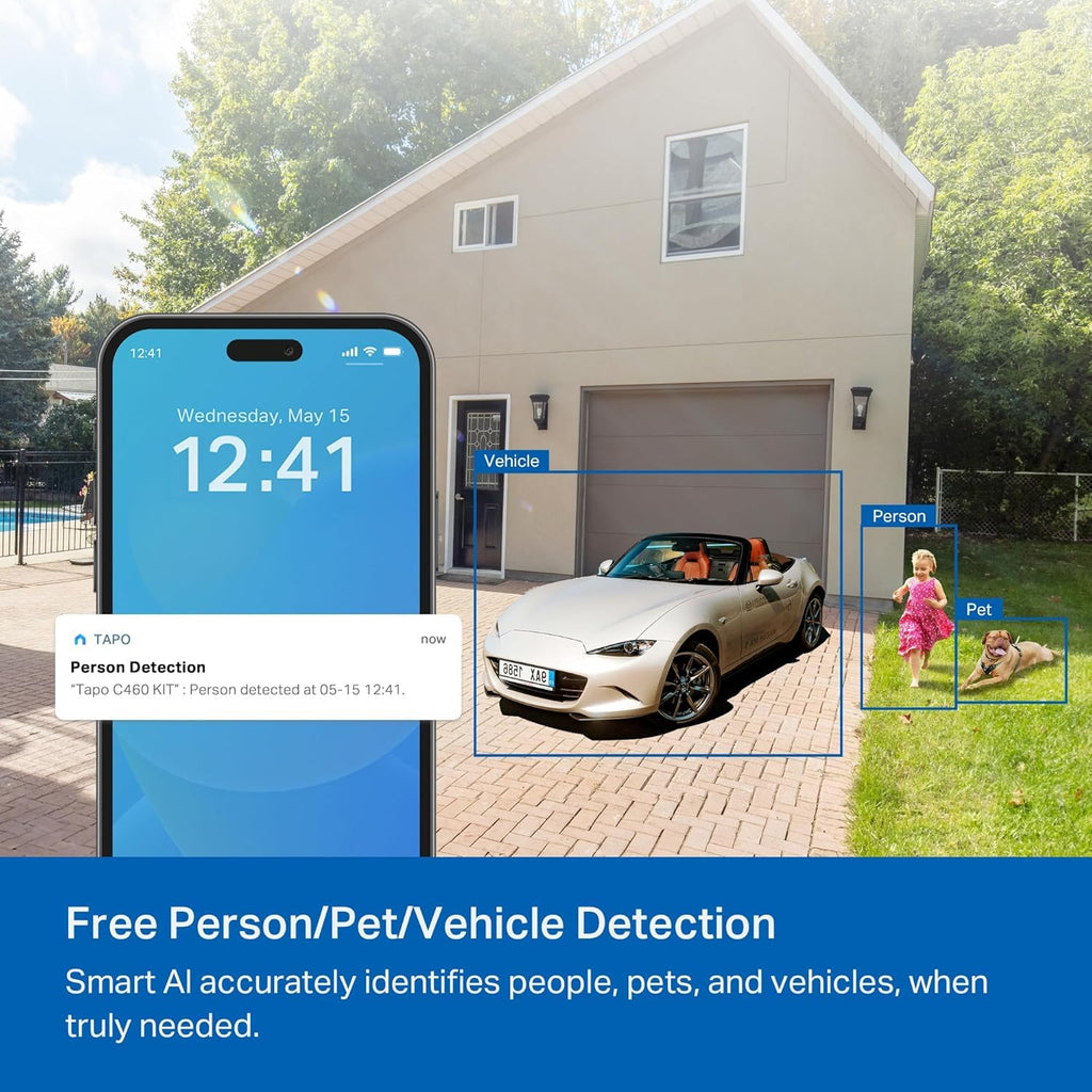 Tapo by TP-Link Wireless Outdoor Security Camera, 1080P, Up to 180 Days Battery Life, Free Person Detection, SD/Cloud Storage, Spotlight Color Night Vision, Alarm, No Hub Needed, Black, C403