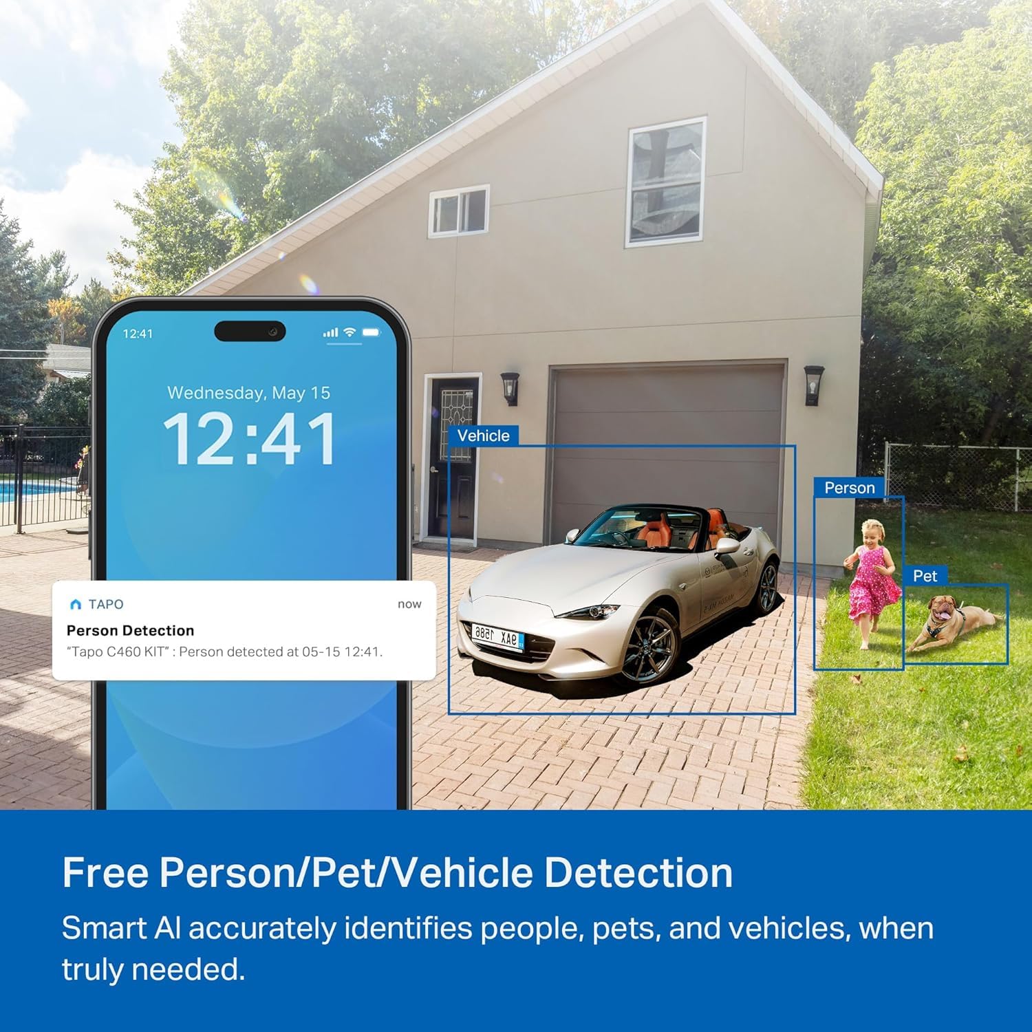 Tapo by TP-Link Wireless Outdoor Security Camera, 1080P, Up to 180 Days Battery Life, Free Person Detection, SD/Cloud Storage, Spotlight Color Night Vision, Alarm, No Hub Needed, Black, C403