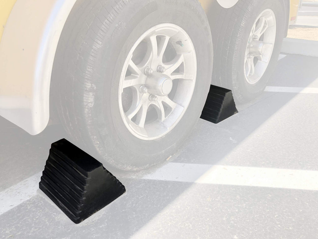 MaxxHaul 70073 Solid Rubber Heavy Duty Wheel Chock with Eyebolt (Pack of 2)