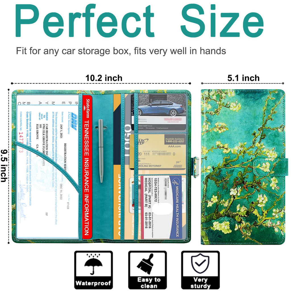 RSAquar Car Registration and Insurance Holder, Vehicle Glove Box Organizer Cool Car Accessories, Auto Truck Document Holder for Cards, Driver License, Black Glitter