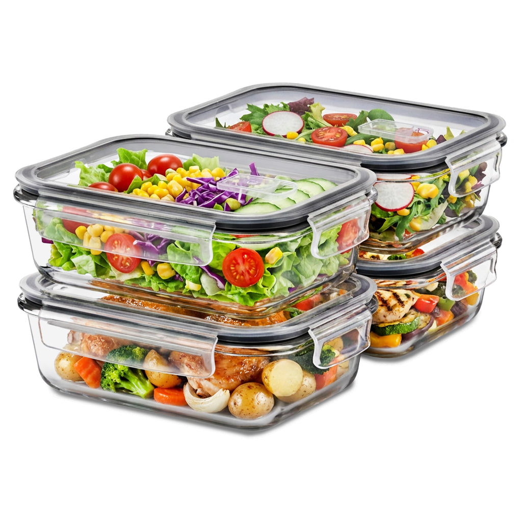 Sorbus 20pc Glass Meal Prep Containers Set – 10 Glass Food Storage Containers (21.3oz, 2.6 Cups) with Airtight Lids – Freezer, Dishwasher, and Oven Safe – Reusable Containers for Meal Prep and Storage