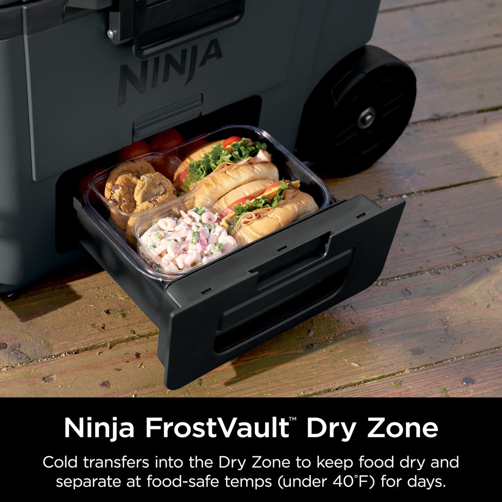 Ninja FrostVault | 65qt Wheeled Cooler with Cold Dry Zone | Integrated Fridge-Temp Dry Storage Drawer | Premium Heavy-Duty Insulated Cooler | Keeps Ice for Days | Charcoal Gray | FB265CG