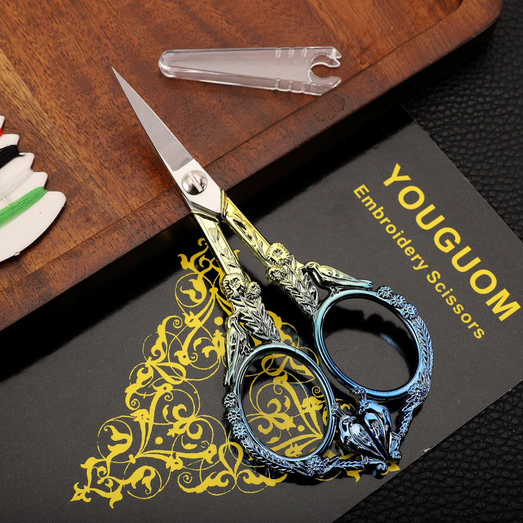 YOUGUOM Small Craft Scissors, Little Travel Sharp Embroidery Scissors All Purpose, Straight Tips Mini Sewing Shears, Precision Detail Thread Cutting Snips