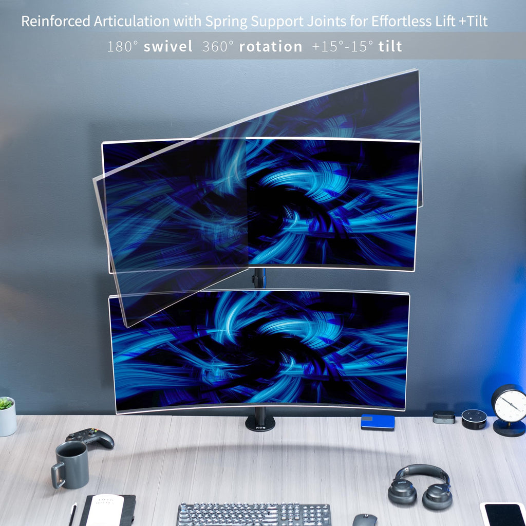 VIVO Dual Monitor Desk Mount Stand with Height Adjustment and VESA Plates for 2 LCD Ultrawide Screens up to 34 inches, Stacked Array, STAND-V002R
