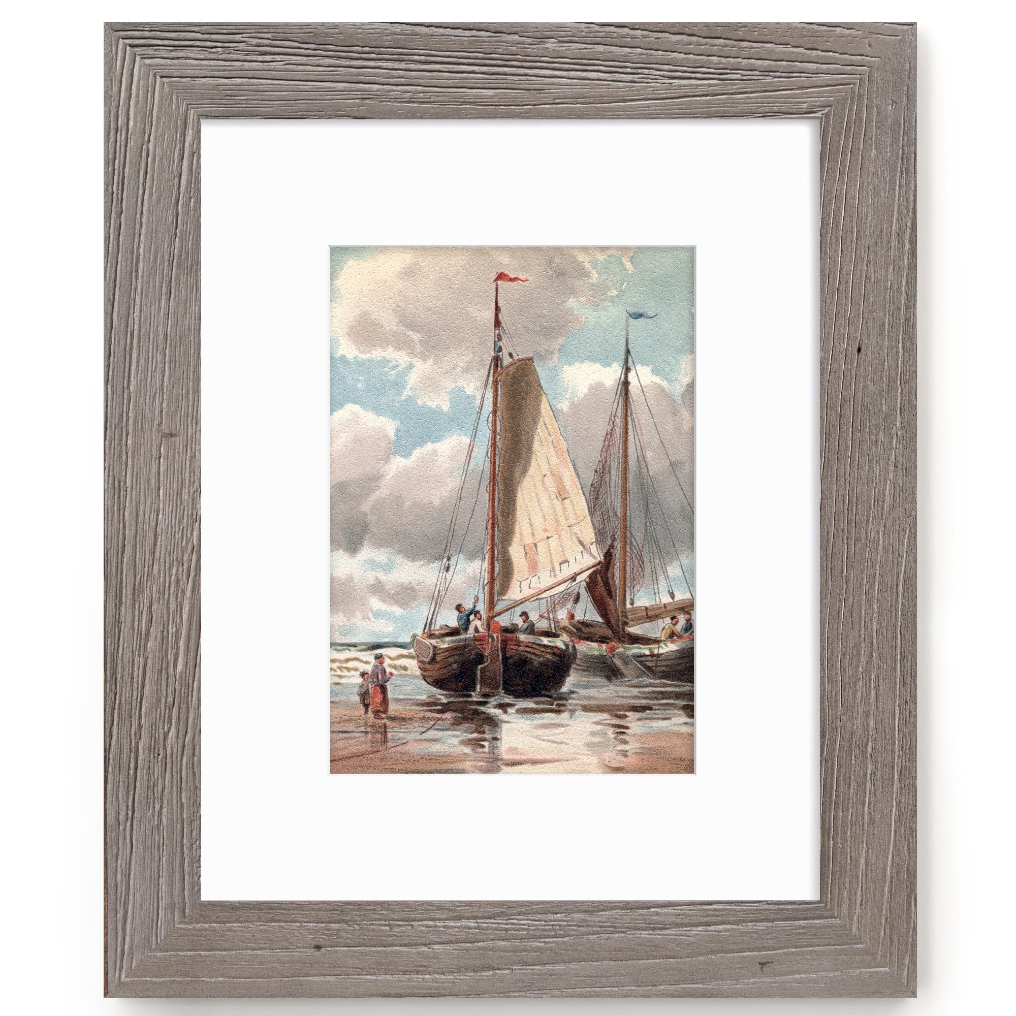 Fun Memories 5x7 Picture Frame with Mat for 4x6 Photo, Solid Elm Wood & Tempered Glass, Rustic Wall & Tabletop Display Frame, Grey, 1 Pack