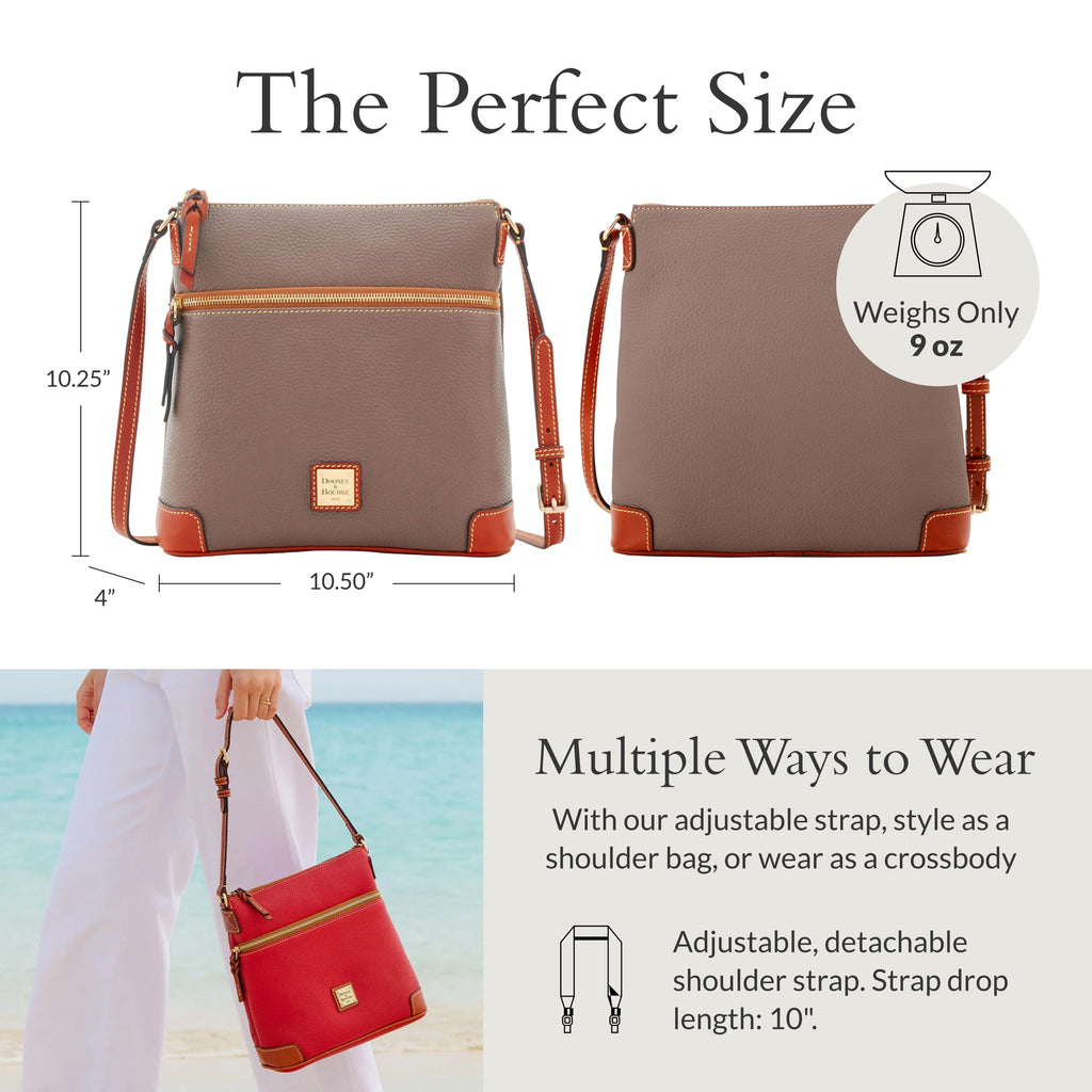 Dooney & Bourke Women's Crossbody in Pebble Grain Leather, Large Handbag with Adjustable Shoulder Strap