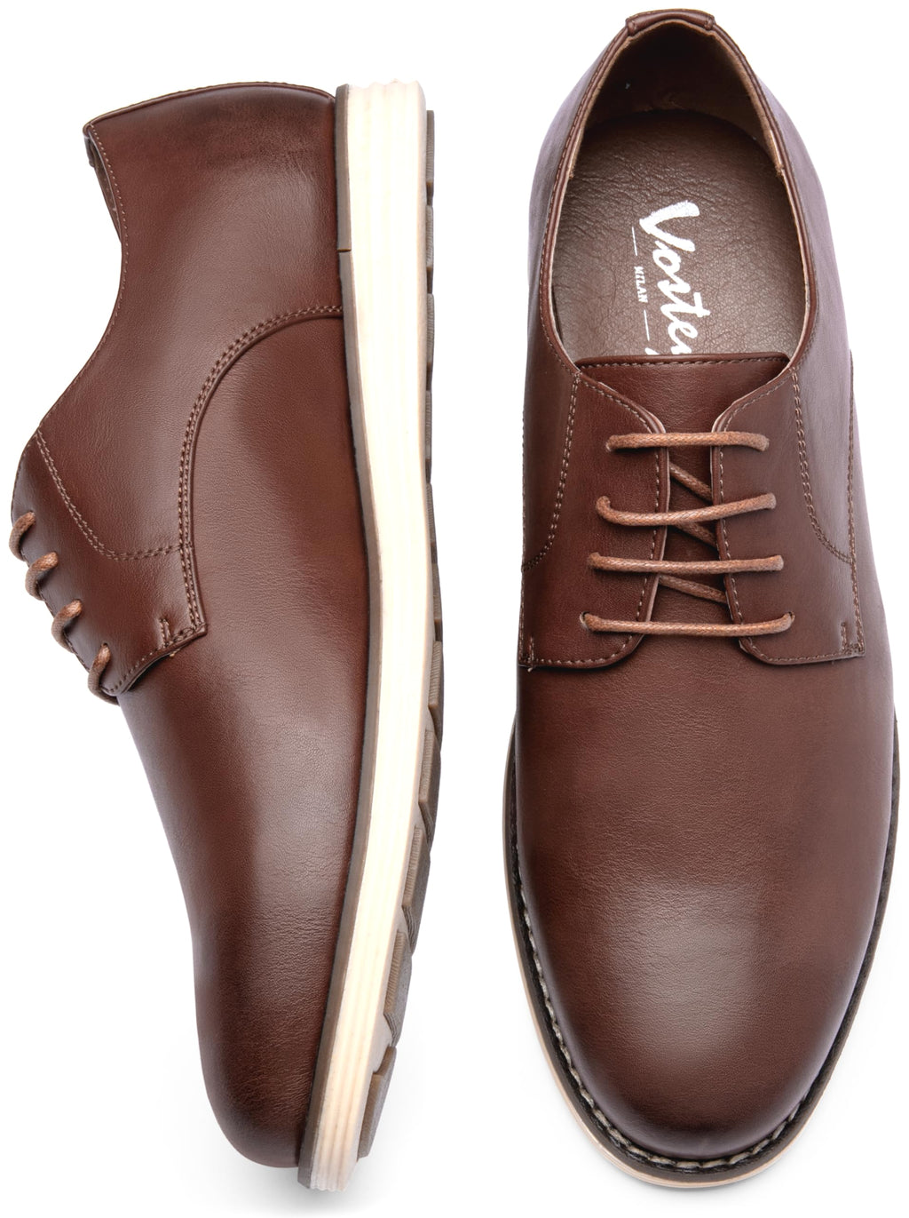 Vostey Mens Casual Dress Shoes Wingtip Plain Business Dress Shoes for Men