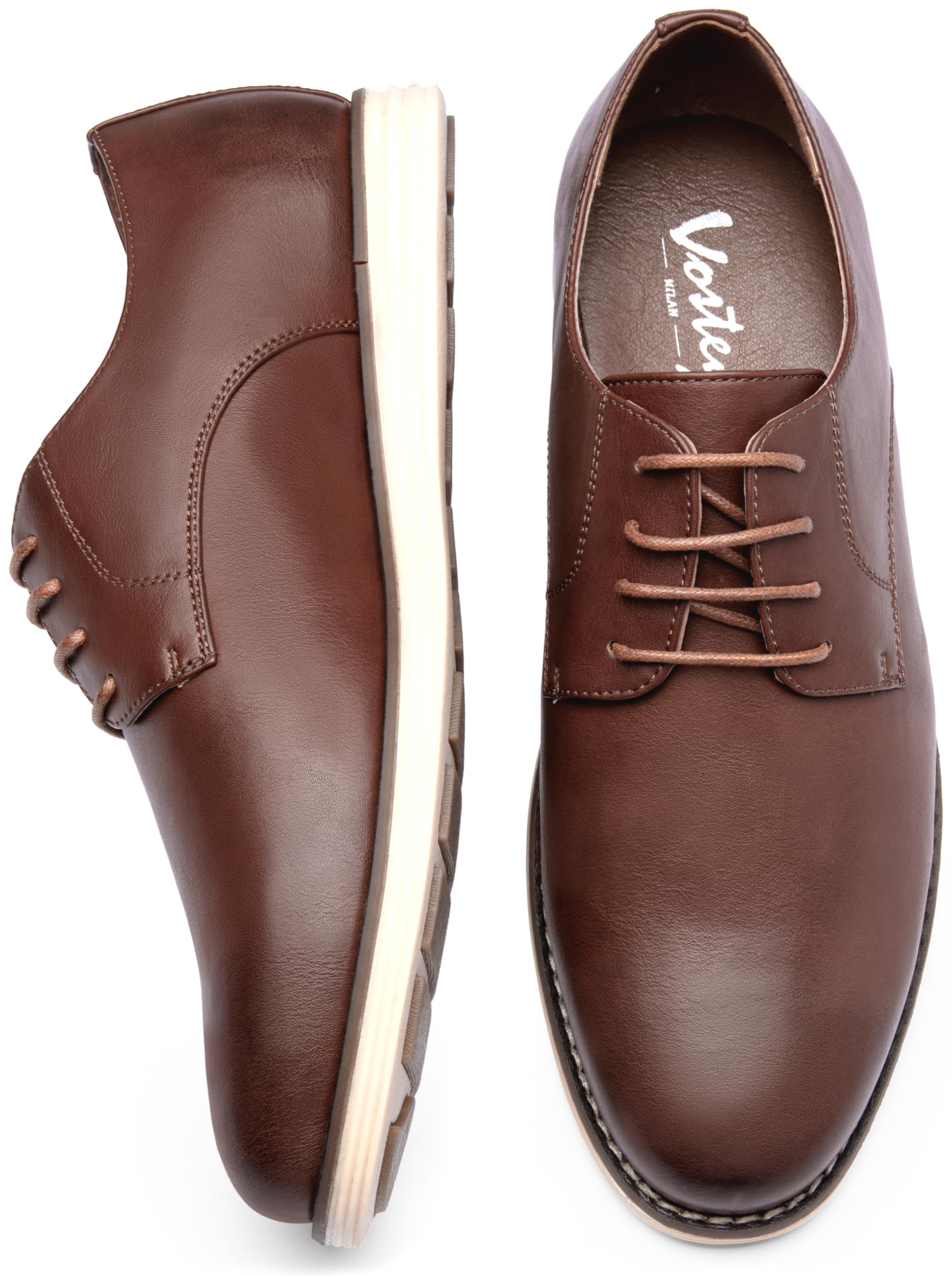 Vostey Mens Casual Dress Shoes Wingtip Plain Business Dress Shoes for Men