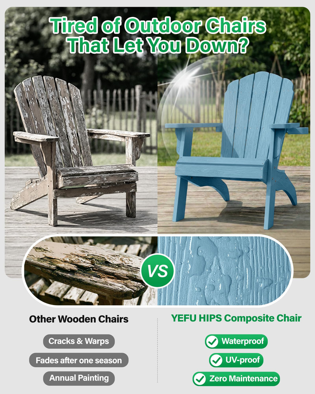 YEFU Oversized Plastic Adirondack Chair Set of 2 with Cup-Holder (Large Dual-Purpose), Weather Resistant, Poly Lumber Outdoor Chairs Duty Rating Widely Used in Patio, Lawn, Outside, Deck Chairs-Black