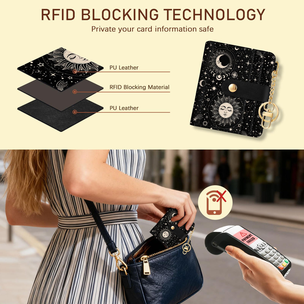 Jogjam Small Ladies Wallet, Rfid Slim Thin Compact Credit Card Women Wallet, PU Leather Bifold Cash Wallet, Zipper Coin Pocket & ID Window, Female Gifts Beige and Brown