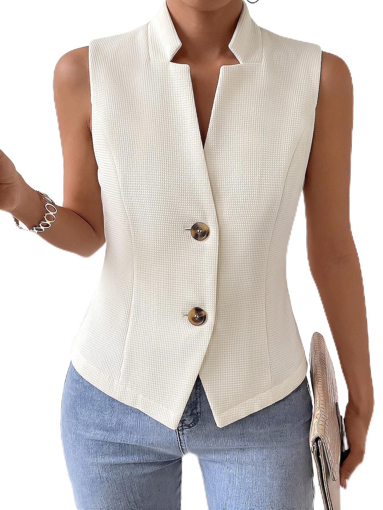Mina Self Women's 2026 Summer Lightweight Knit Vest Top - Breathable Stretchy Floral Trendy Casual Work Office Slim Waistcoat