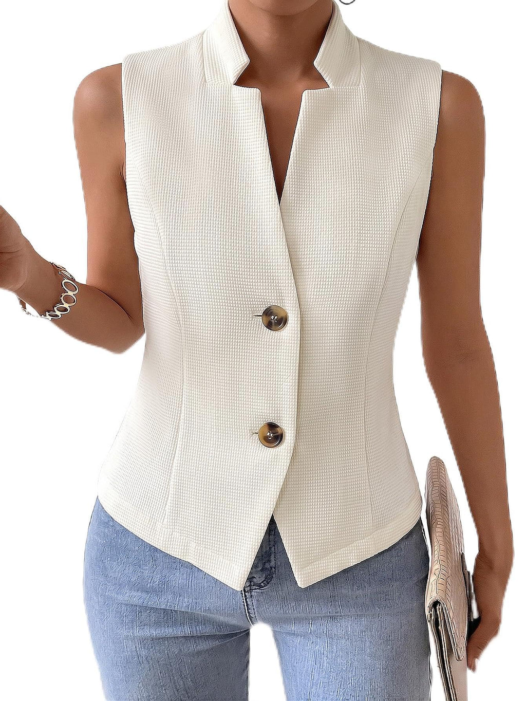 Mina Self Women's 2026 Summer Lightweight Knit Vest Top - Breathable Stretchy Floral Trendy Casual Work Office Slim Waistcoat