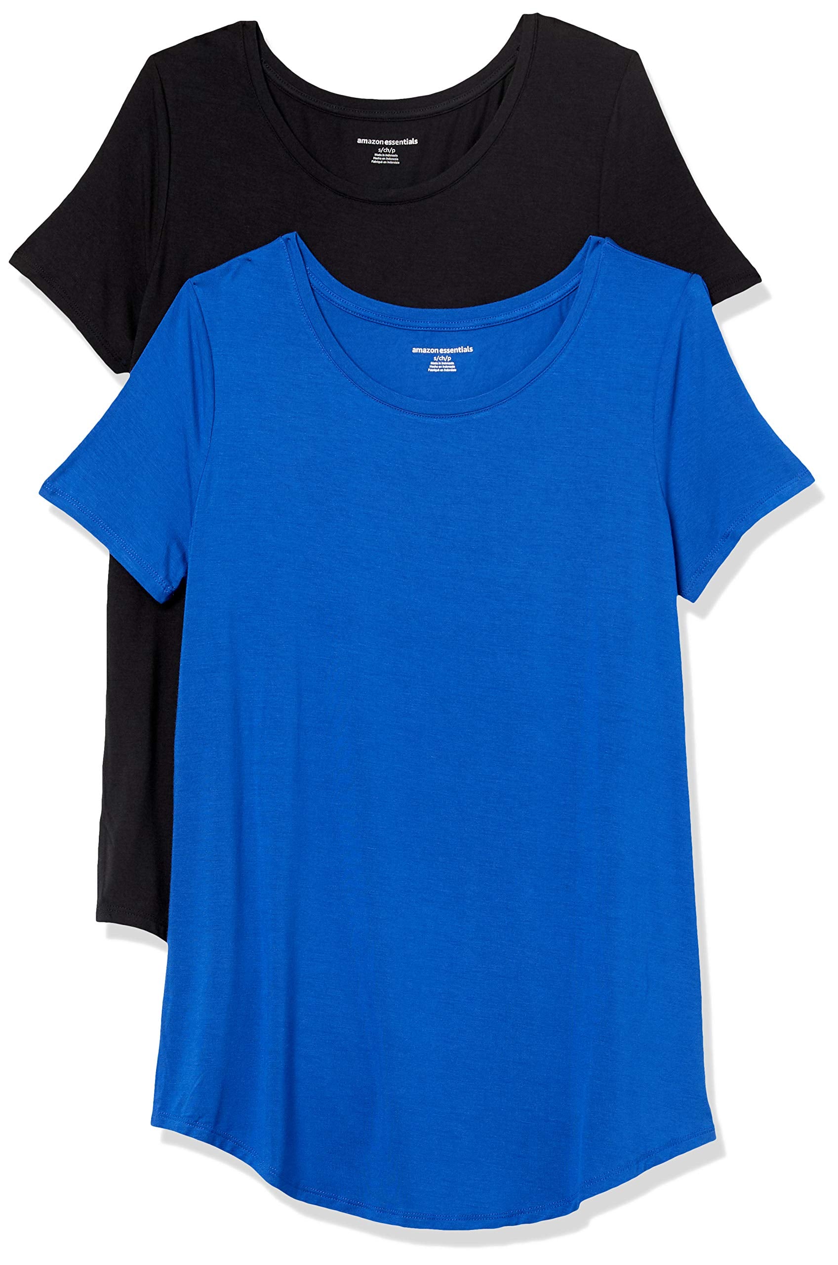Amazon Essentials Women's Short-Sleeve Scoopneck Tunic Tops, Pack of 2