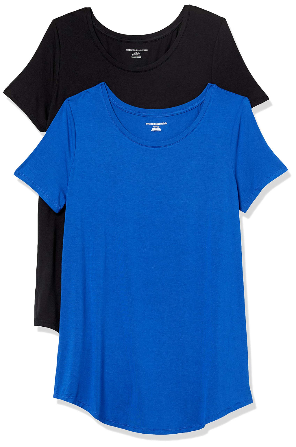 Amazon Essentials Women's Short-Sleeve Scoopneck Tunic Tops, Pack of 2