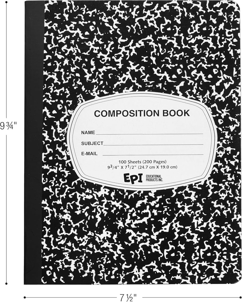 3 Pack - EPI Marble Hardcover Wide Ruled Composition Notebook | 200 Pages (100 Sheets), 9.75 x 7.5 in, Sturdy Sewn Binding | School, Office, Journaling, Notes