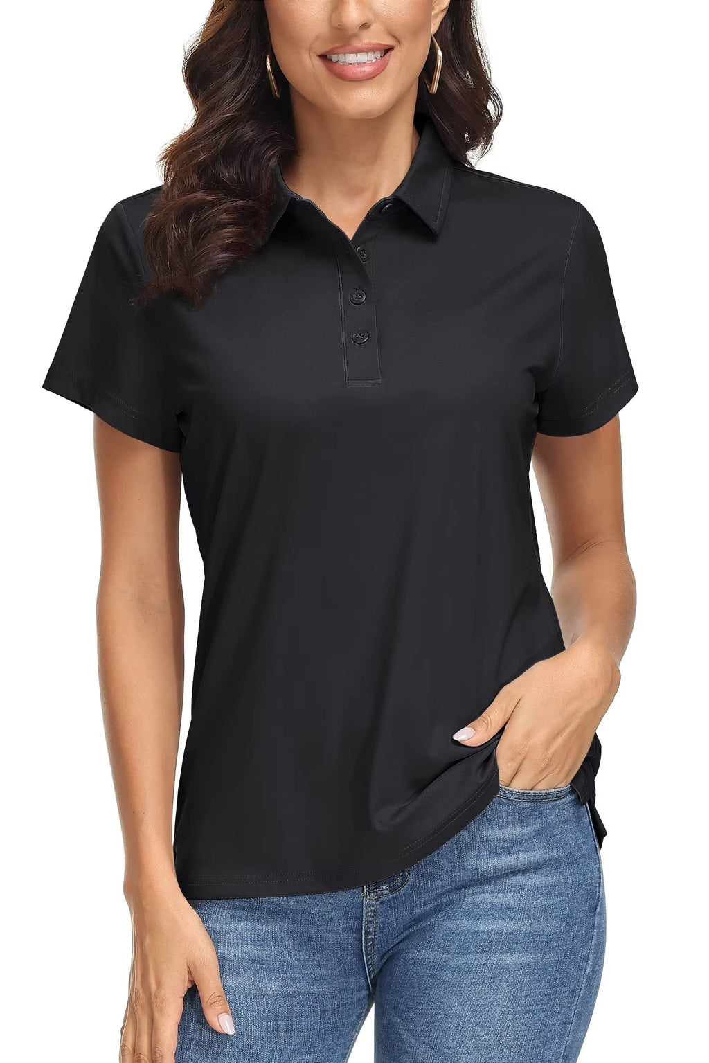 MAGCOMSEN Women's Polo Shirts UPF 50+ Short Sleeve Golf Shirt Quick Dry Sun Protection 4 Buttons Casual Work Collar Top