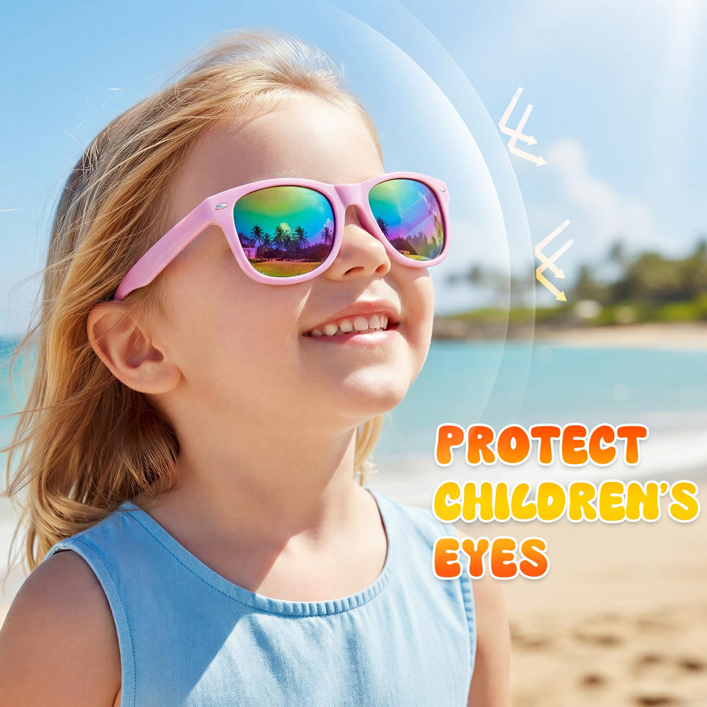 Kids Sunglasses Bulk, Kids Sunglasses Party Favors for Age 3-8, UV400 Protection Neon Kids Sunglasses Bulk for Boys Girls (12Pack-heart sunglasses)