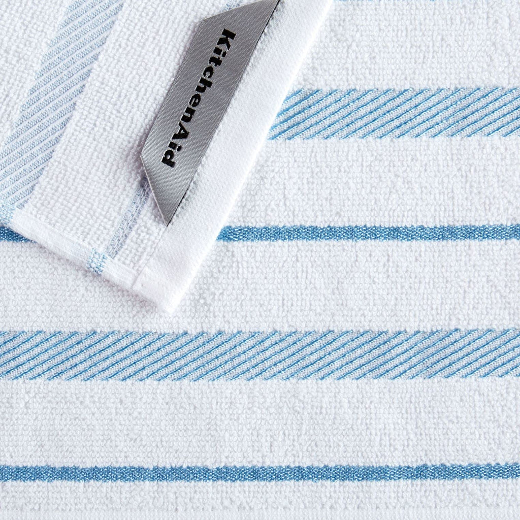 KitchenAid Albany Dishcloth 8 Pack Set, Aqua Sky/White, 12"x12"