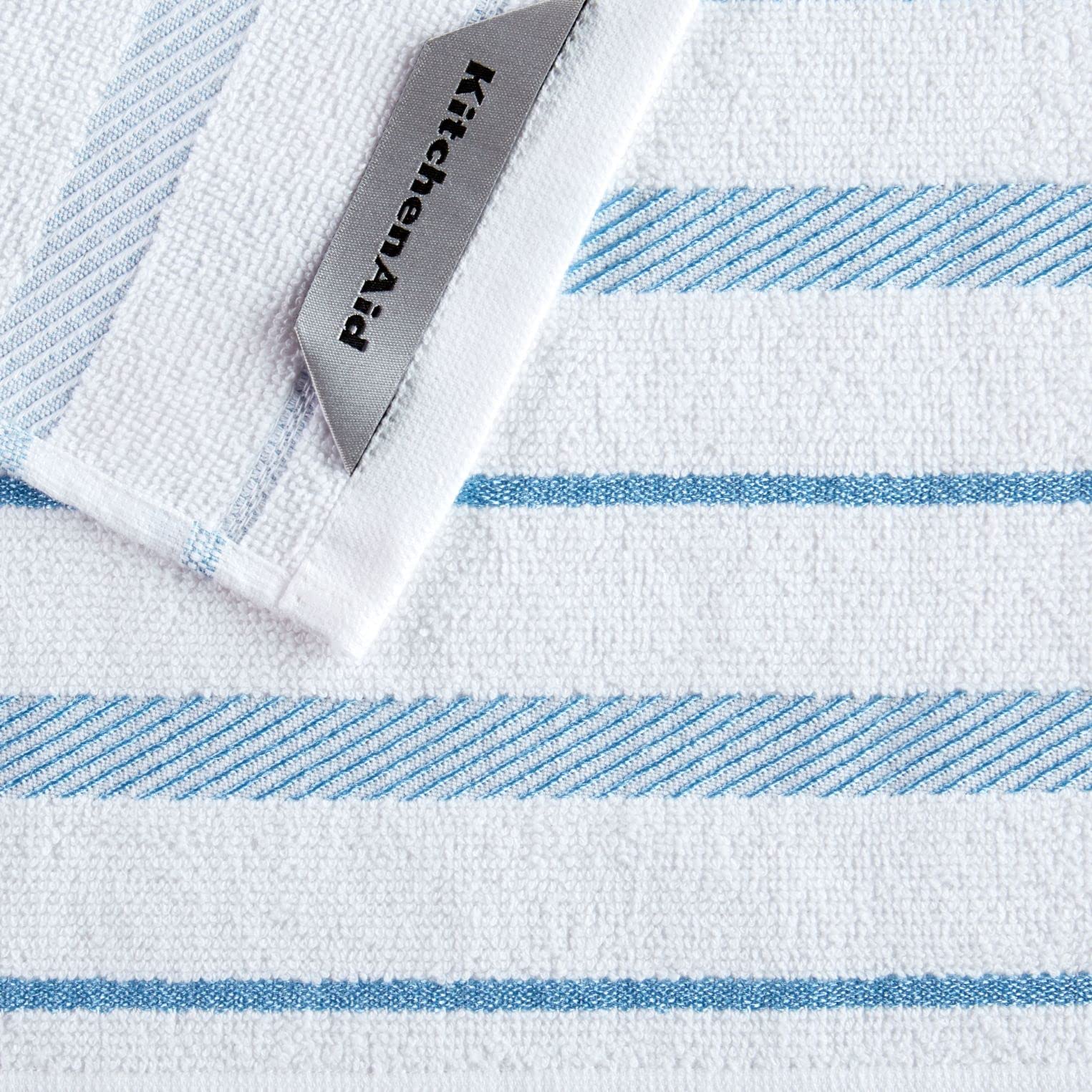 KitchenAid Albany Dishcloth 8 Pack Set, Aqua Sky/White, 12"x12"