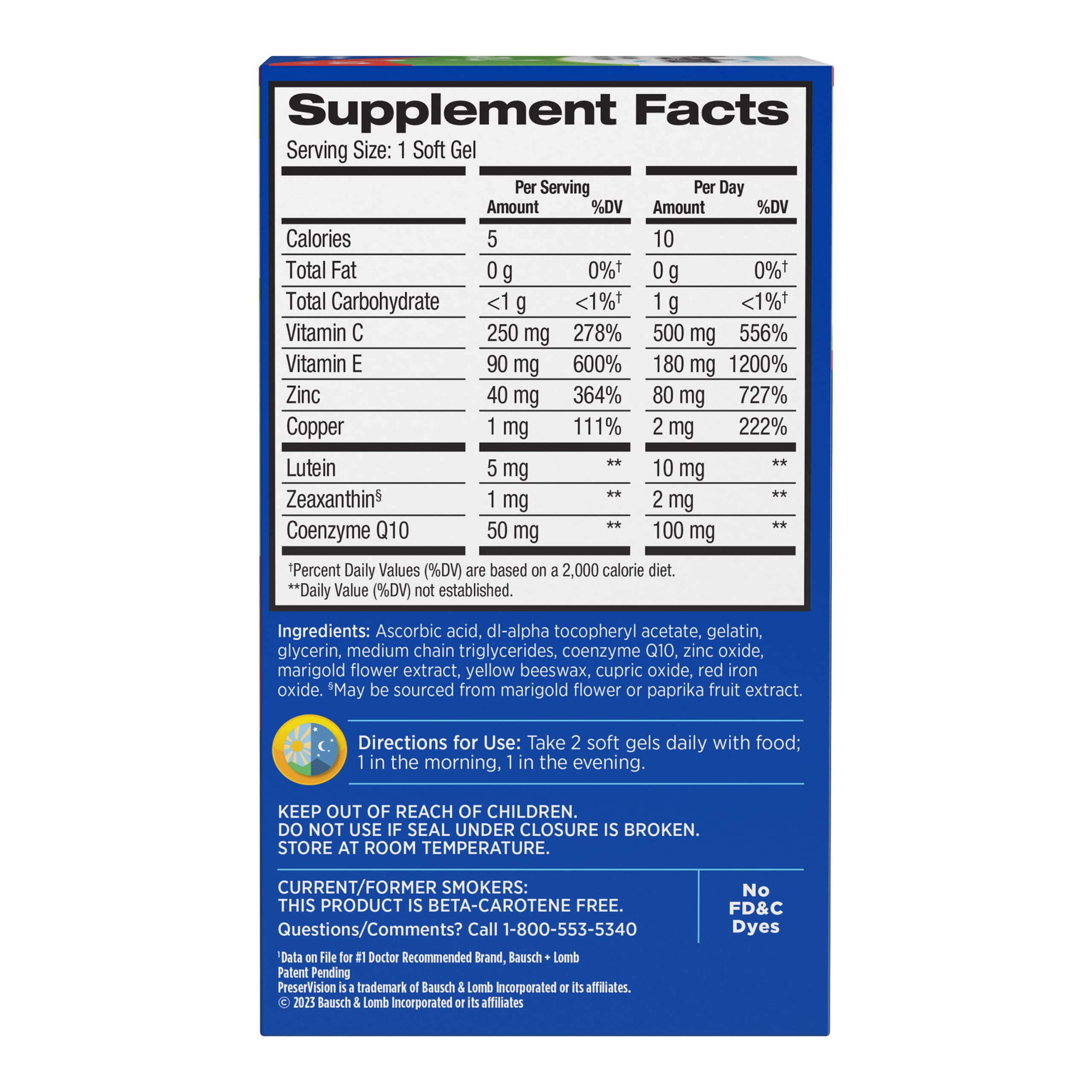 PreserVision AREDS 2 Eye Vitamins with CoQ10 for Heart Health, #1 Eye Doctor Recommended Brand, Lutein and Zeaxanthin Supplement with Vitamin C & E, Zinc, and Copper, 80 Softgels