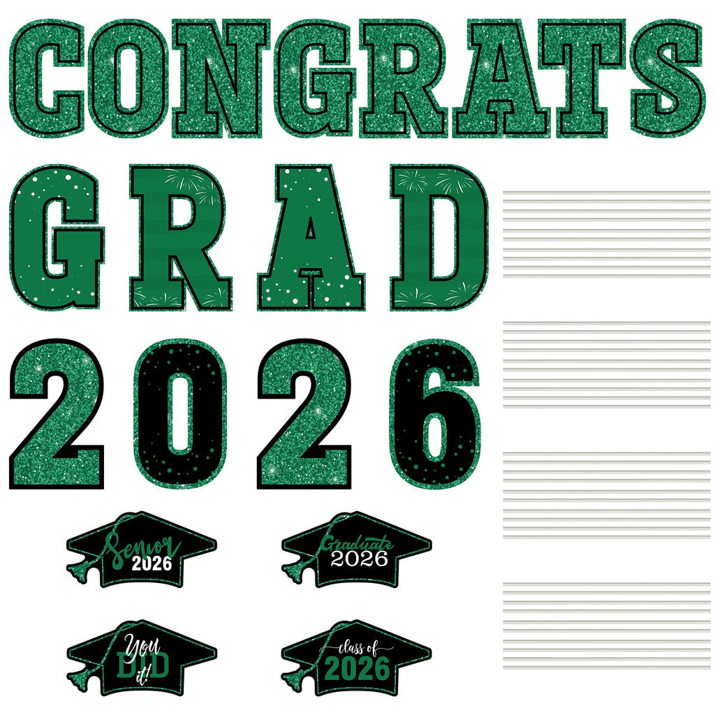 HOVACY 20 PCS Black Gold Graduation Yard Signs Class of 2026 | Black Gold 20 PCS, 40 Stakes, 11.57 x 16.14 in, Corrugated Plastic, Waterproof, Congrats Grad Sign, Graduation Sign