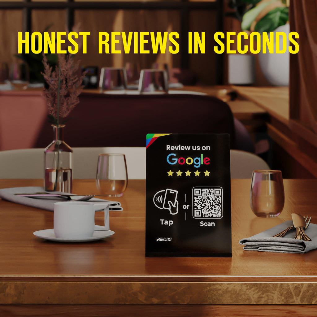 Google Review Stand -Boost Reviews w/Reusable Google Review Tap Card Stand & QR Code Stand- No App or Subscription - Android & iPhone Compatible-Boost Google Reviews for Online Growth