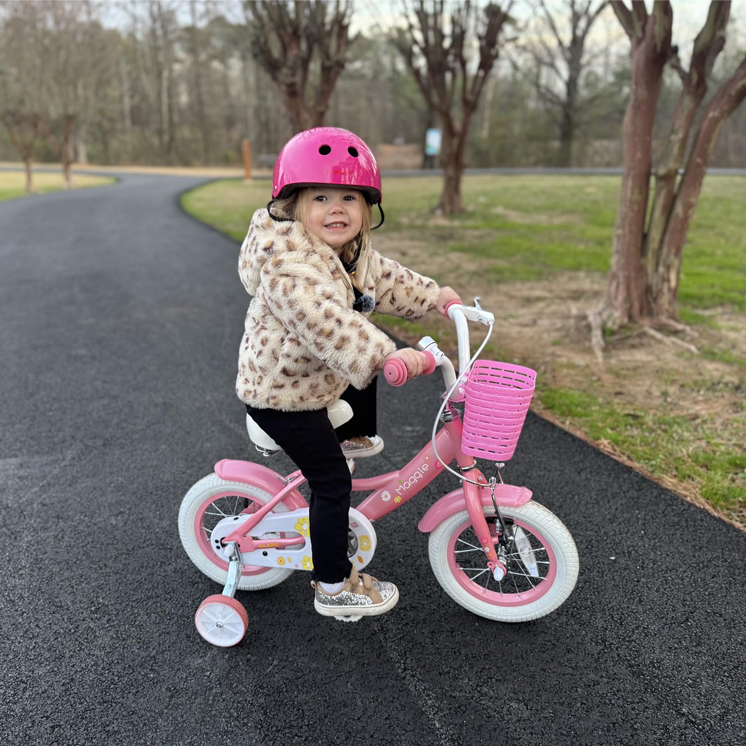 Glerc Maggie Girls Bike, 12-20 Inch Kids Bike for 2-13 Years Old Children, Princess Style Kids Bicycle with Doll-Seat & Basket & Training Wheels, Multiple Colors
