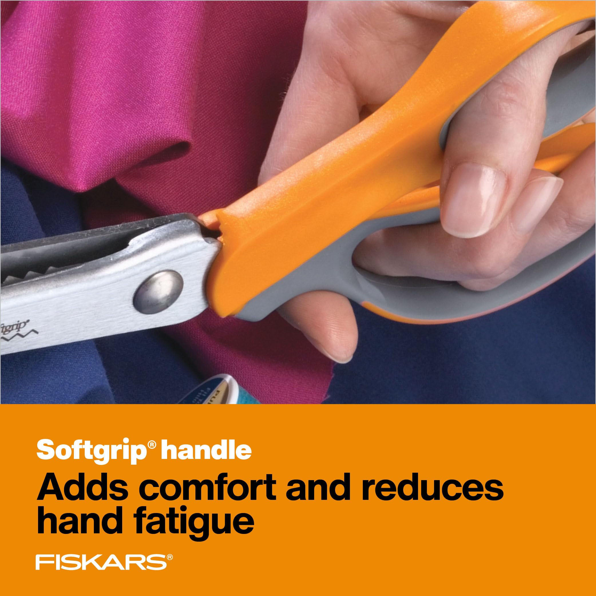 Fiskars 8" Original Orange-Handled Stainless Steel Scissors, Ergonomic and Keeps Material Flat, Sharp All-Purpose Paper and Fabric Scissors for Office, Arts, and Crafts