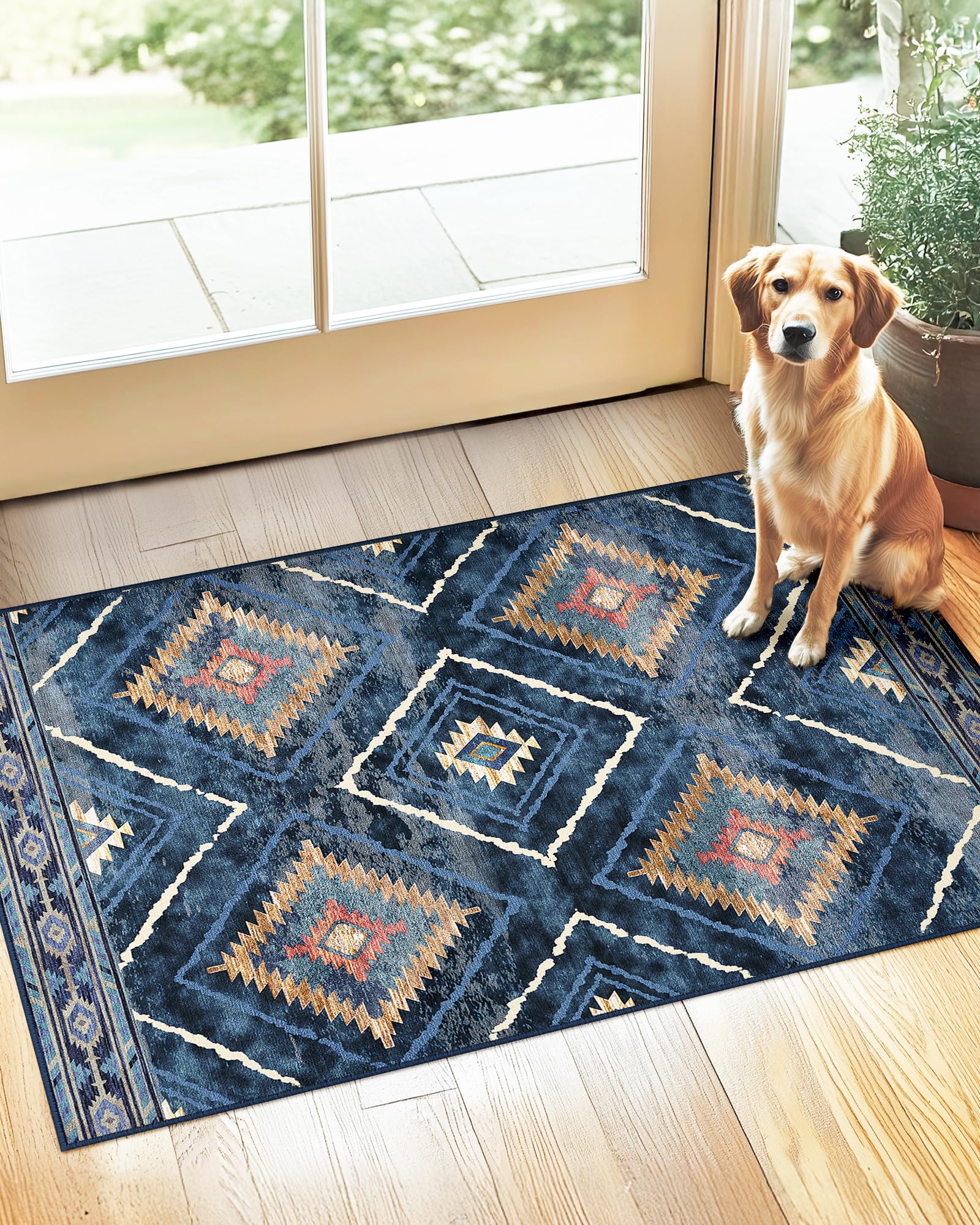 BESTSWEETIE Area Rug 2x3 Rug Machine Washable Non-Slip Low Pile Print Pattern Western Rug for Living Room Bedroom Entryway Tribal Series-Abstract/Cowhide