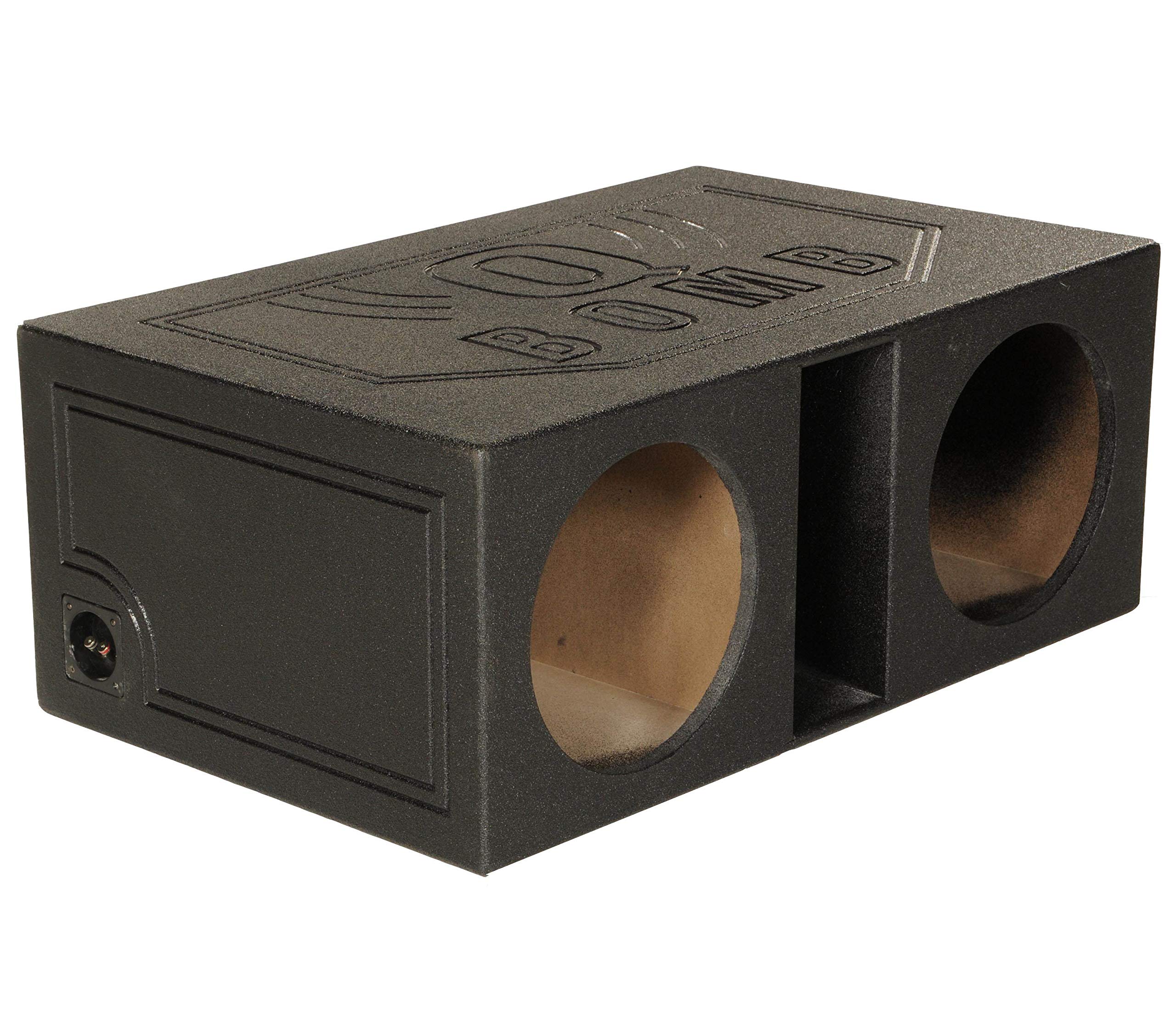 QPower 12 Inch Dual Subwoofer Box, High-Performance Vented Speaker Enclosure, Black - Car Audio and Sound System Accessories - Portable Equipment for Subwoofers