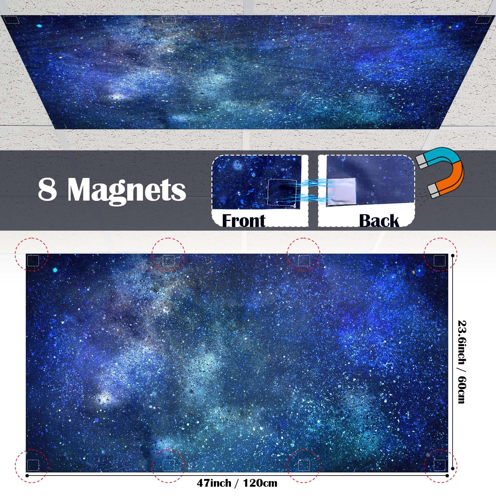 6 Pcs Fluorescent Light Covers for Ceiling Lights with 48 Magnets Decorative Magnetic Light Filters for Classroom Office Kitchen Decoration(Blue Sky)