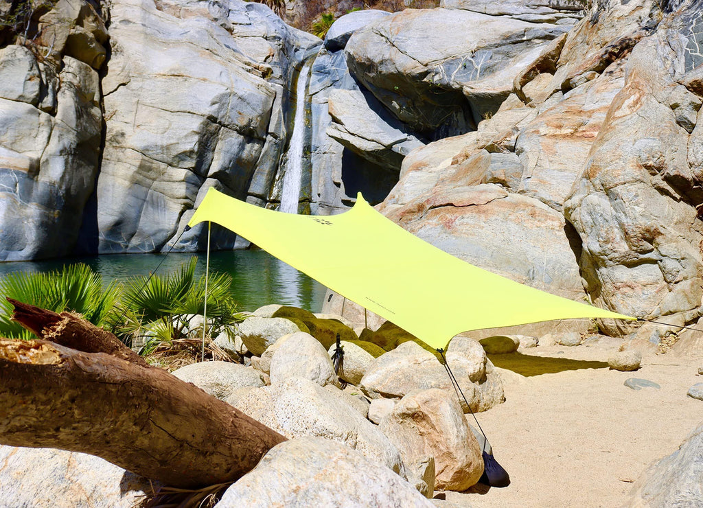 Neso Grande Portable Beach Tent Sun Shelter - Lightweight Beach Shade Canopy - Easy Setup for Family Outings - Patented Reinforced Corners - UPF 50+ Sun Protection - 7ft Tall, 9 x 9ft