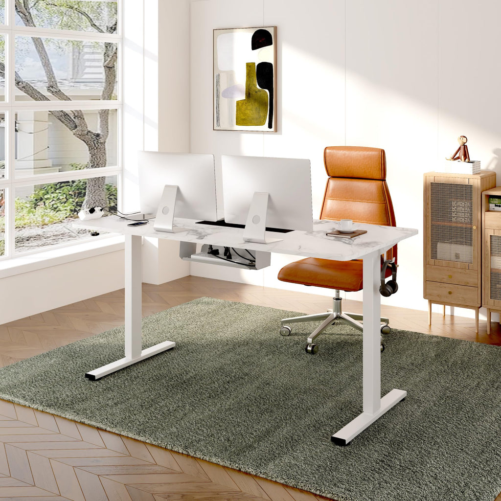 FLEXISPOT EN2 Whole-Piece Standing Desk with Clamp Power Strip, 40 x 24'' Electric Stand Up Height Adjustable Desk with Cable Management (Black Frame + 40" Black Top)