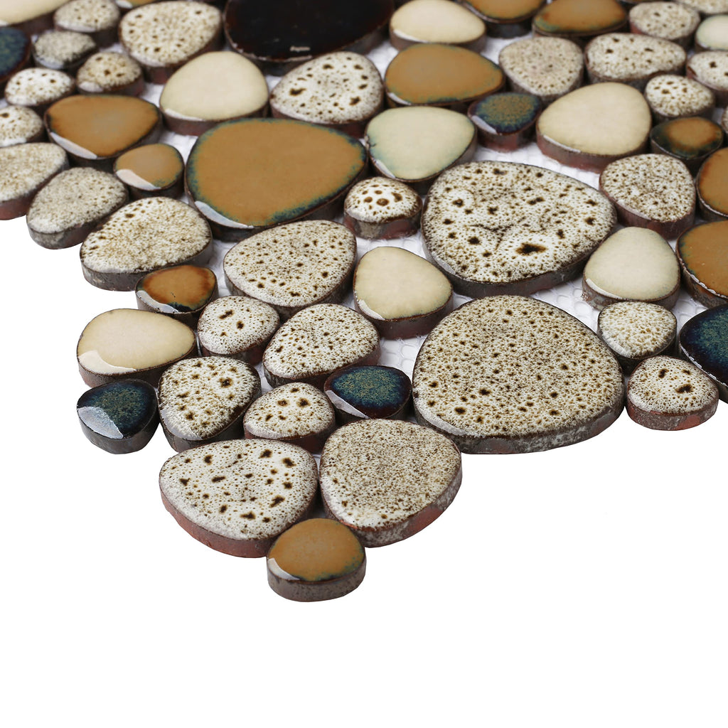 Parrotile Blue Shower Floor Pebbles Tile Bathroom Mosaic Backsplash Wall Tiles (5 Sheets)