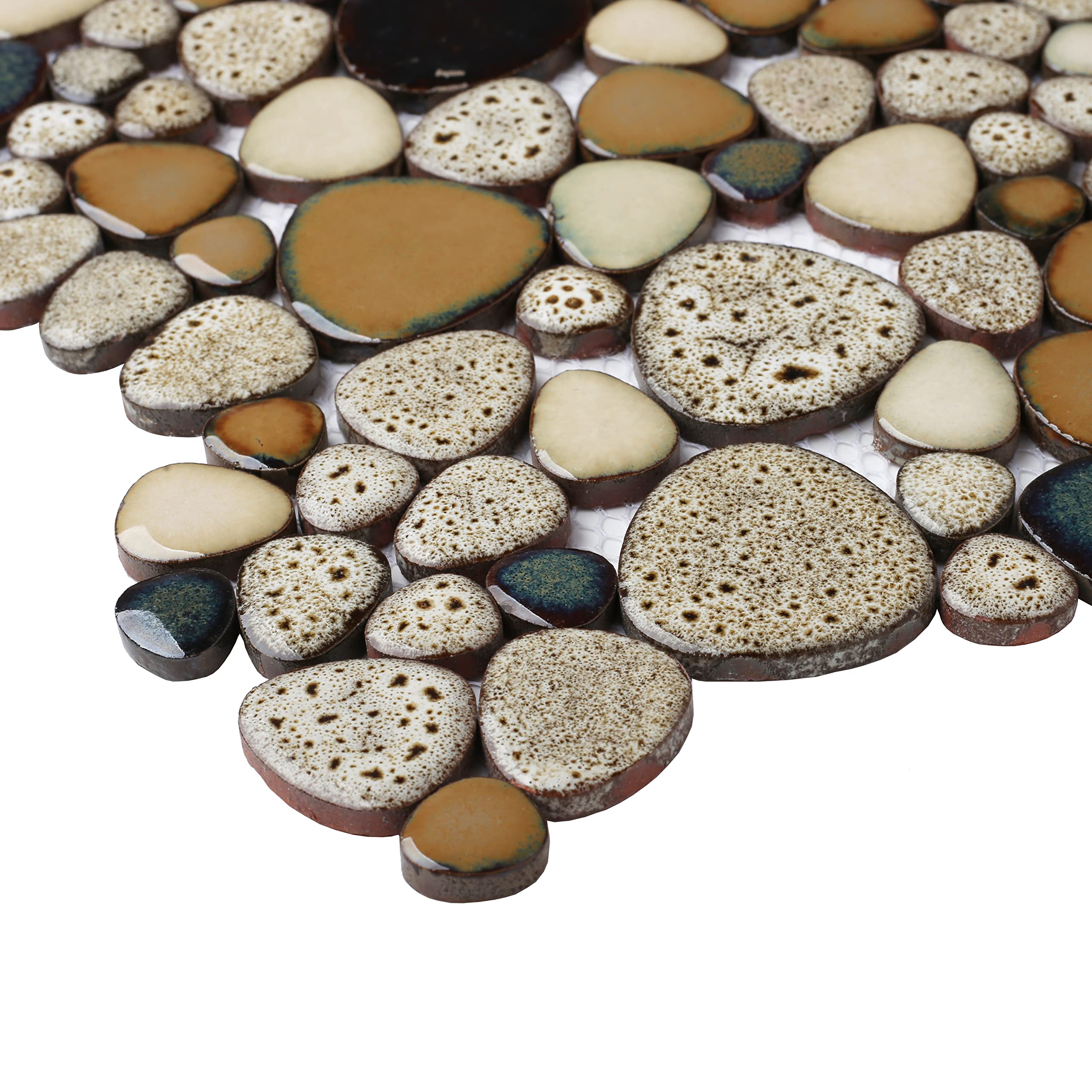 Parrotile Blue Shower Floor Pebbles Tile Bathroom Mosaic Backsplash Wall Tiles (5 Sheets)