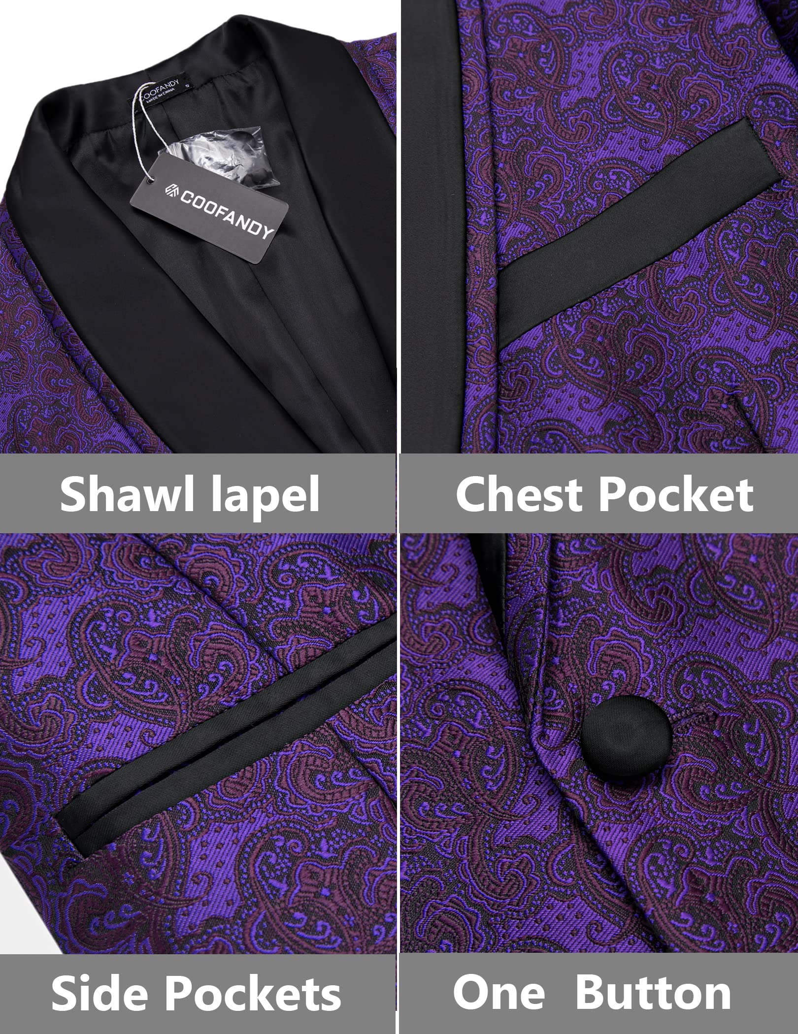 COOFANDY Men's Floral Tuxedo Suit Jacket Slim Fit Dinner Jacket Party Prom Wedding Blazer Jackets