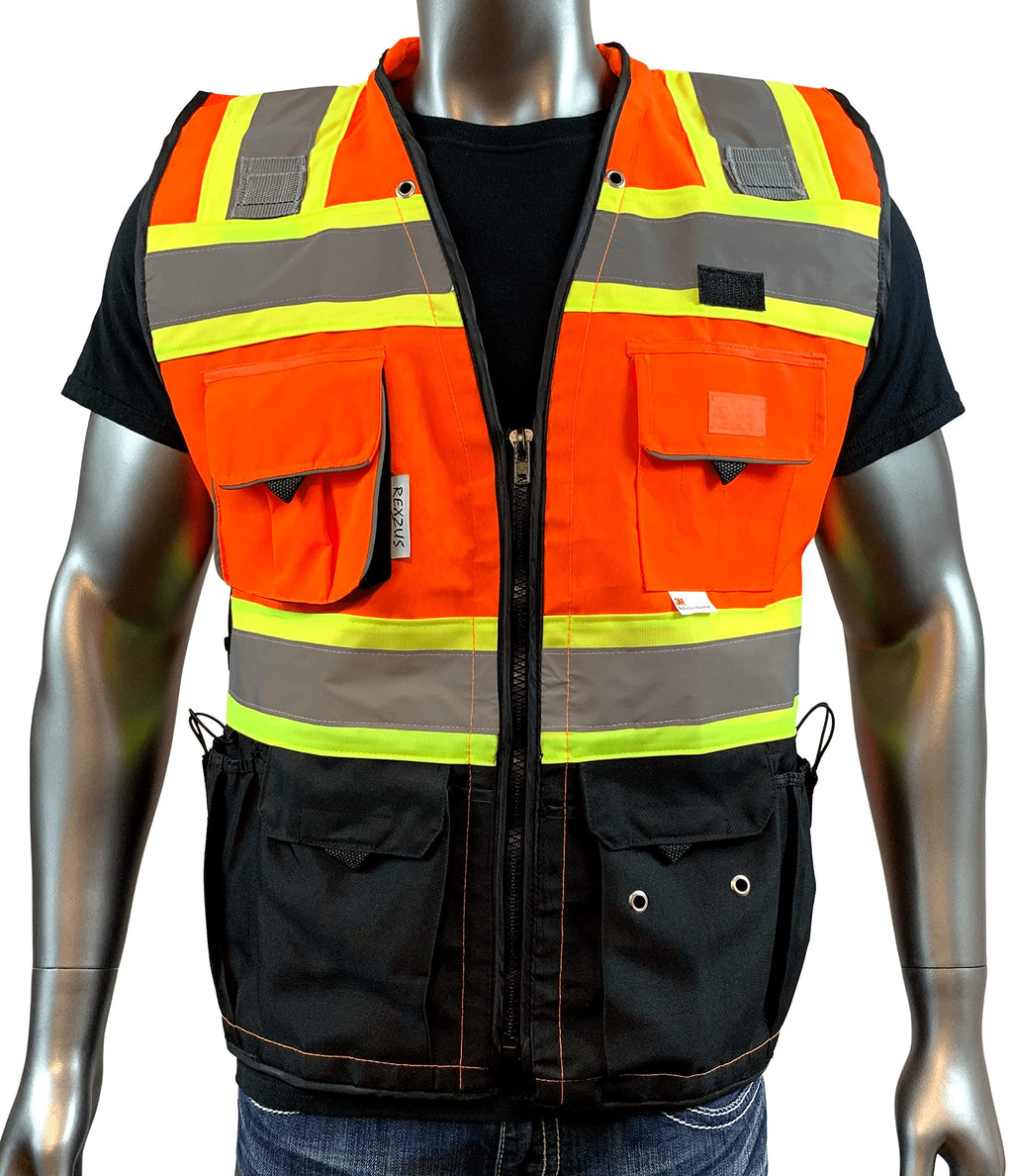Men's Black Series Safety Vest with Zipper and Utility Pockets (Medium, Black)