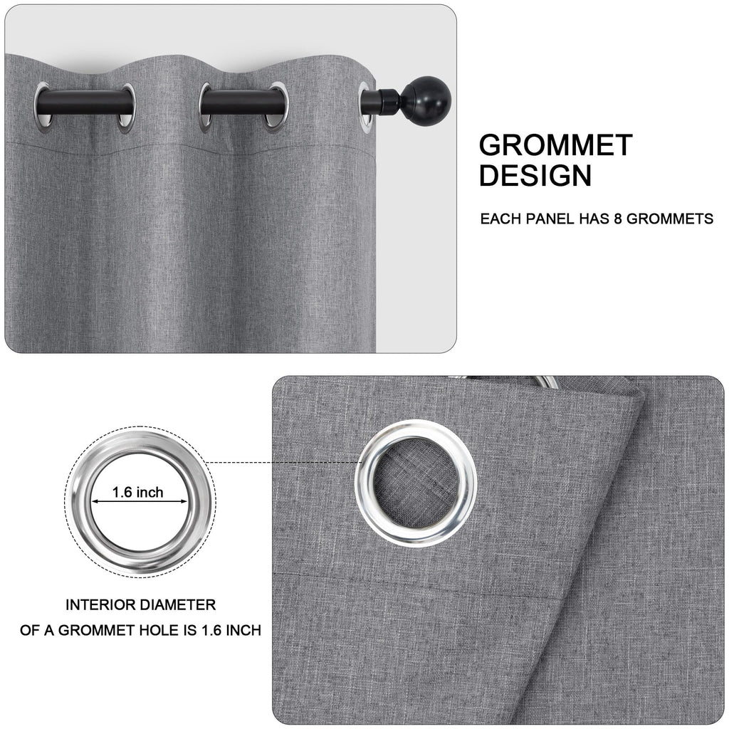 Short Small Linen Blackout Curtains 54 Inch Length 2 Panels Set for Bedroom Living Room Grommet 100% Black Out Linen Drapes Room Darkening Window Curtains 54 Inches Long Dark Gray