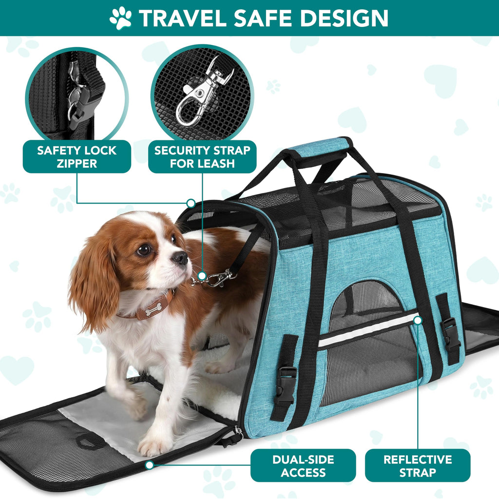 PetAmi Airline Approved Pet Carrier for Cats & Small Dogs, Soft Sided TSA Travel Carrier Bag with Sherpa Bed, Breathable Mesh Ventilation, Collapsible Bowl, Fits Under Seat, Up to 18 lbs, Small Black