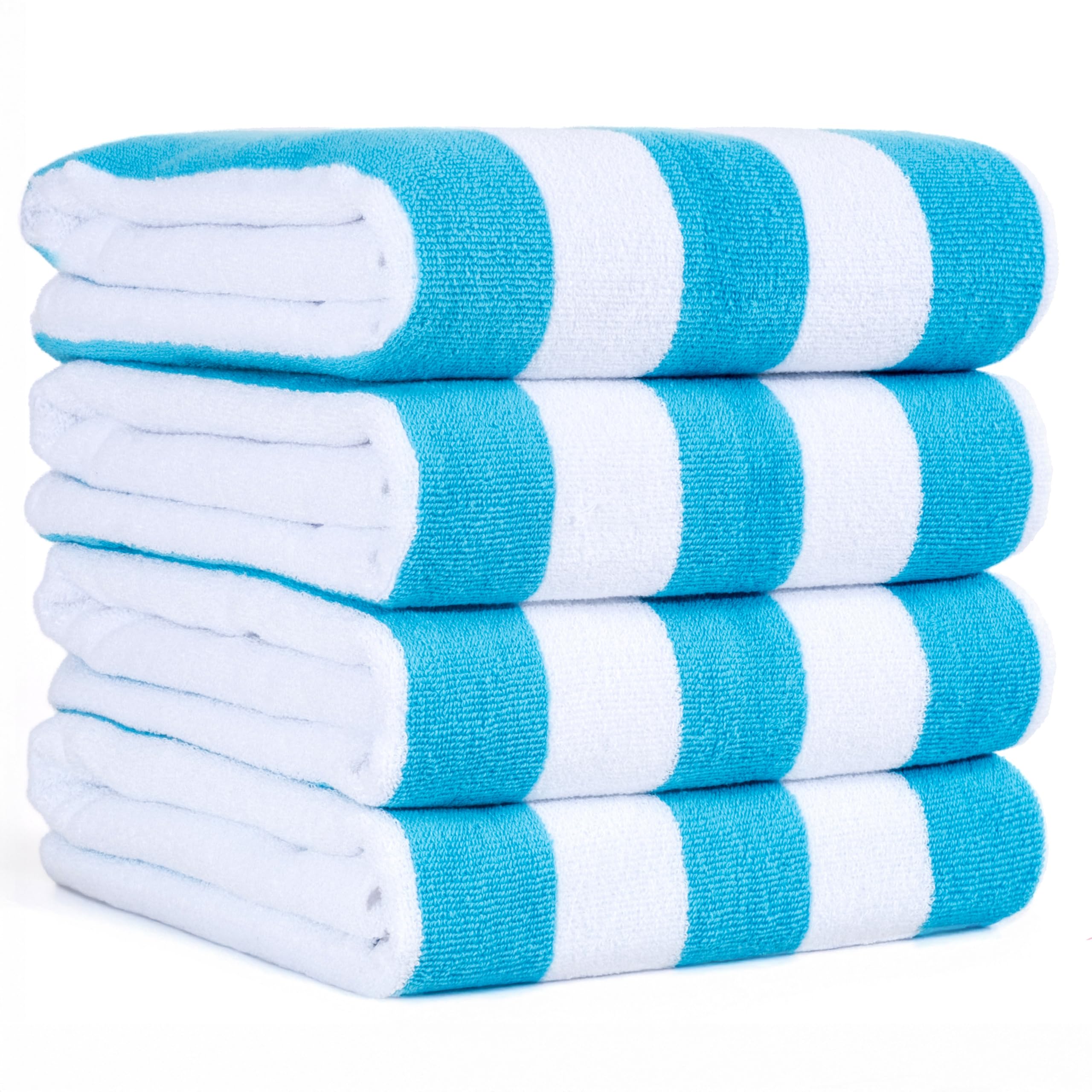 American Soft Linen Cabana Striped Beach Towels, 30x60 inch 4 Piece Oversize Pool Towels, Quick Drying Sand Free Swim Towels, Beige