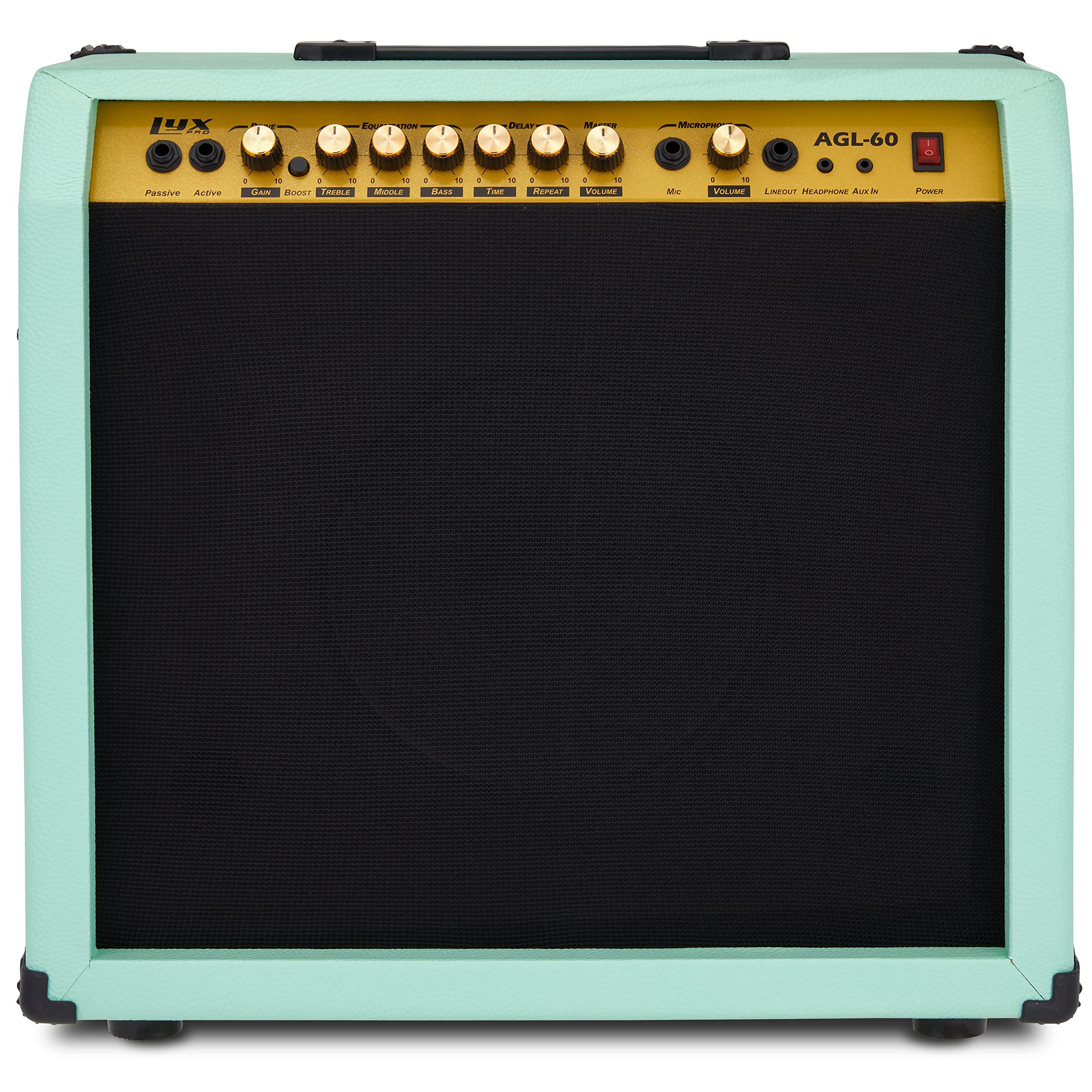 LyxPro Electric Guitar Amp 20 Watt Amplifier Built in Speaker Headphone Jack and Aux Input Includes Gain Bass Treble Volume and Grind - Black