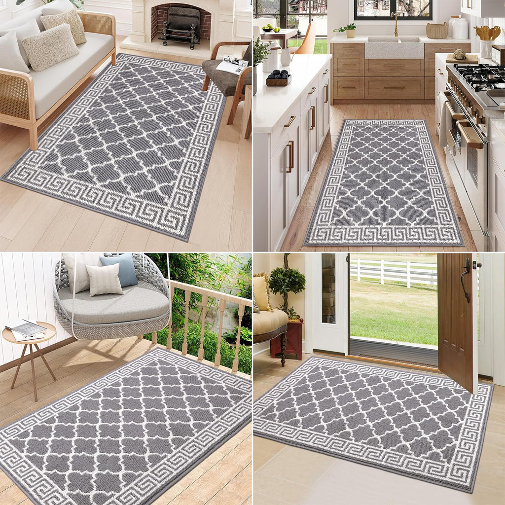 Pauwer Door Mat Indoor Entrance 20"x60" Absorbent Dirt Trapper Welcome Mats for Front Door Washable Entryway Rugs Ultra Thin Doormat Non Slip Runner Rugs for Hallway Kitchen Laundry Room, Beige