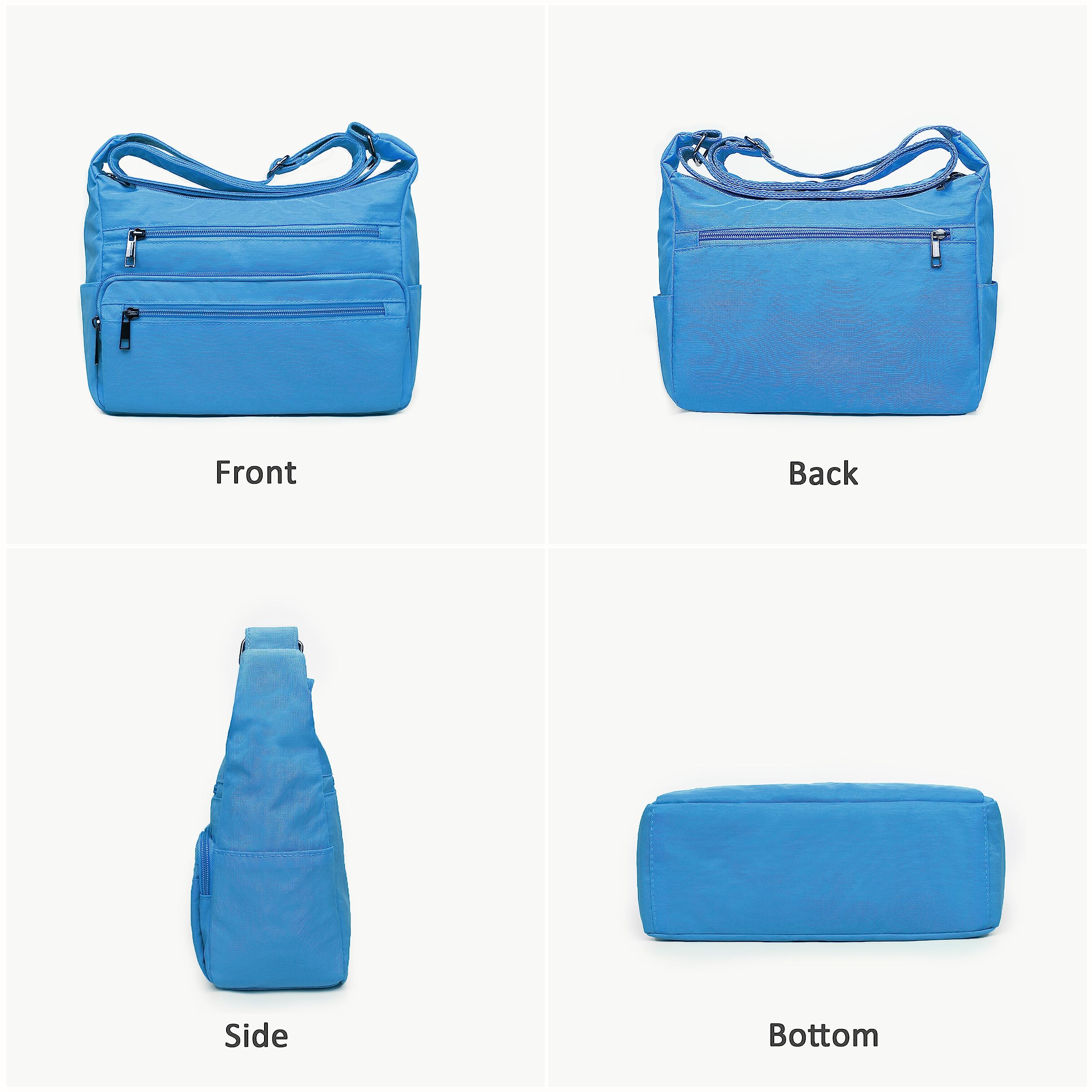VOLGANIK ROCK RFID Purses for Women Fabric Nylon Multi Pocket Crossbody Bag Ladies Travel Handbag