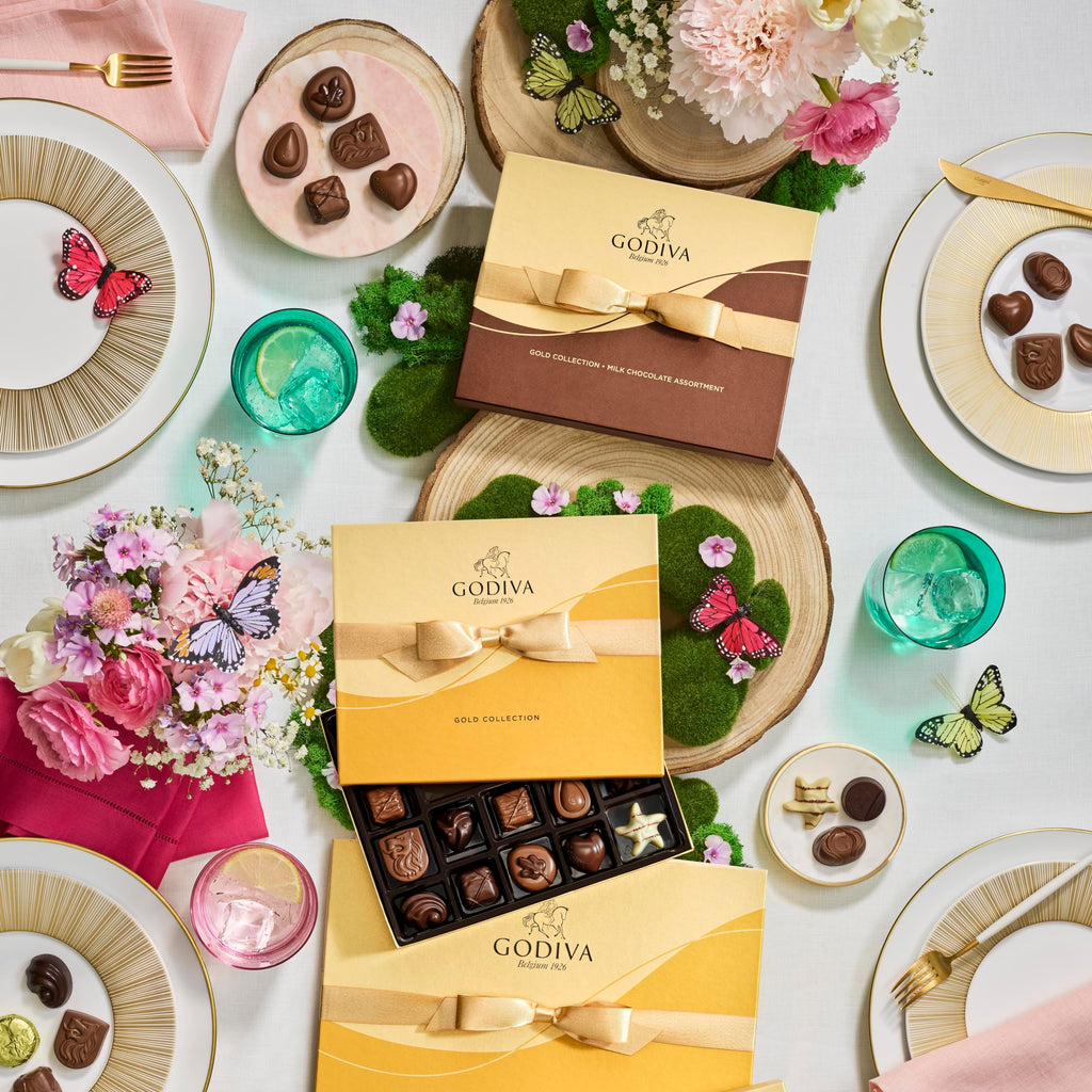 Godiva Chocolatier Gold Ribbon 9-Piece Assorted Chocolate Gift Box – Gourmet Chocolate Candy Variety Pack – Dark Caramel, Milk Chocolate, Nuts– Gift Basket for Congratulations, Birthday and Anniversary